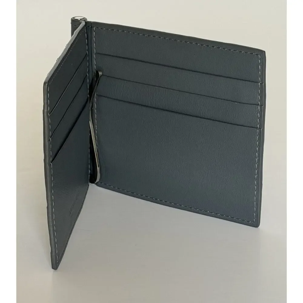 Bottega Intrecciato Veneta Leather Gray Wallet with Money Clip 592626 NWT $600
